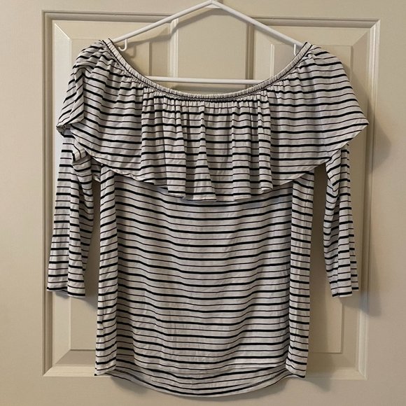 AMERICAN EAGLE Striped Off-Shoulder Top Size Small - Picture 3 of 3
